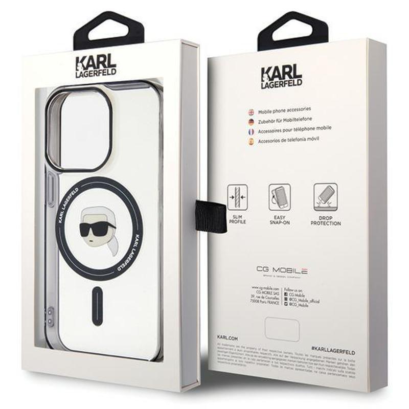 Karl Lagerfeld® IML Ikonik Head MagSafe Case (iPhone 15 Pro Max) clear-black